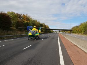 H135 on the M4 near Membury services